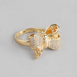 DressBerry Stone Studded Bow Shaped Finger Ring-image-71