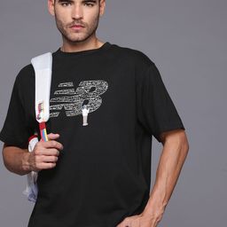 New Balance Brand Logo Print Drop-Sleeves Pure Cotton Relaxed Fit Athleisure T-shirt-image-70