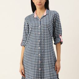 Clt.s Checked Pure Cotton Nightdress-picture-43