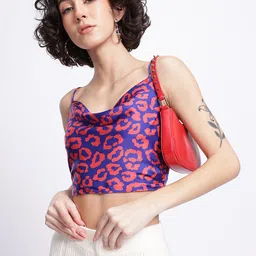 glitchez Satin Finesse Printed Crop Top-image-68