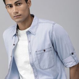 The Roadster Lifestyle Co Men Blue Opaque Casual Shirt-image-114