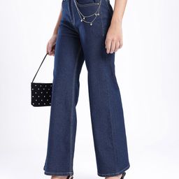 glitchez Women Wide Leg Stretchable Jeans With Side Chain-image-23