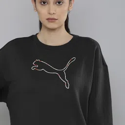 Puma Women Black Brand Logo Print Better Crew Pure Cotton Sweatshirt-image-18