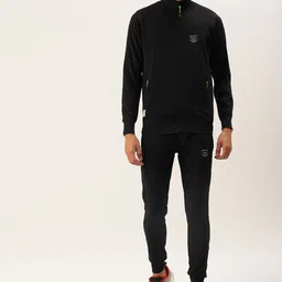 Sports52 wear Men Black Comfort Fit Solid Tracksuit-image-50
