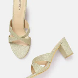 CORSICA Cross-Straps Party Block Heels with Glittery Effect-18