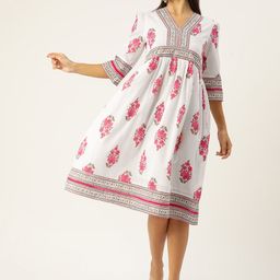 MISRI Floral Printed A-Line Dress-image-24