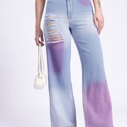 glitchez Women Striking Fray Baggy Wide Leg High-Rise Distressed Jeans-picture-24