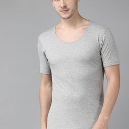 Van Heusen Men Grey Solid Warmtech Antibacterial Extra Warm Thermal Top-image-20