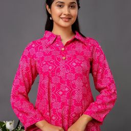 Jasoriya Women Floral Printed Shirt Collar A-Line Dress-image-3