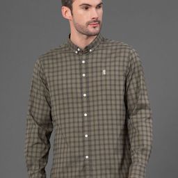 Red Tape Men Gingham Checks Opaque Checked Casual Shirt-image-41