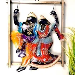 apka mart Yellow & Red Radha Krishna Metal Wall Hangings-image-82