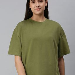 Huetrap Women Cotton Drop-Shoulder Sleeves Boxy T-shirt-image-86