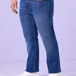Big Hello - The Plus Life Men Plus Size Straight Fit Low Distress Light Fade Jeans image 5