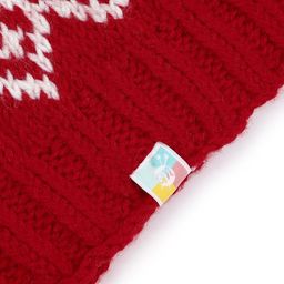 Magic Needles Unisex White & Red Self Design Beanie image 4