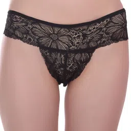 new blue eyes Self-Design Lace G-string Thong Briefs NBE-0241-Black-S-image-15