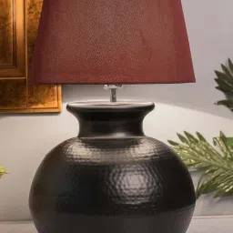 Homesake Black Hammered Pitcher Table Lamp With Red Drum Shade (Bulb Included) - Set of 1-41