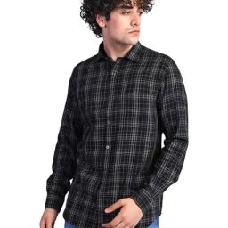 Turtle Black Cotton Slim Fit Chequered Shirt-image-82
