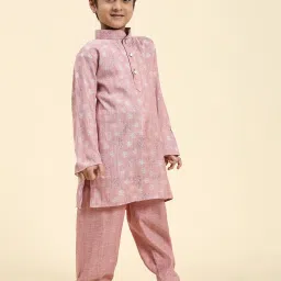 Pro-Ethic Style Developer Kids Pink Printed Full Sleeves Kurta with Pyjamas image 4