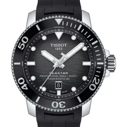 TISSOT Men Grey Dial & Black Textured Straps Analogue Automatic Motion Powered Watch T1206071744100-0