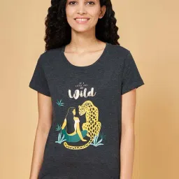 Dreamz by Pantaloons Charcoal Grey Cotton Graphic Print T-Shirt-picture-20