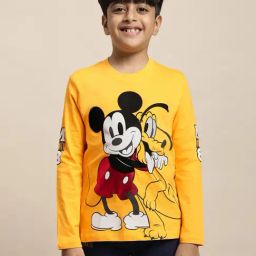 Kidsville Mustard Mickey Print Full Sleeves T-Shirt-picture-45