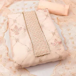 Ishin Floral Embroidered Sequinned Silk Georgette Unstitched Dress Material-image-77