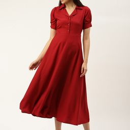 Moda Rapido Puff Sleeve Crepe Maxi Dress-image-15