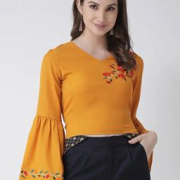 KASSUALLY Yellow Embroidered Top-image-67
