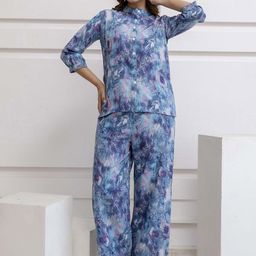 Moda Rapido Printed Mandarin Collar Shirt With Trousers Co-Ords-image-45
