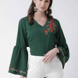 KASSUALLY Green Embroidered Top-picture-33