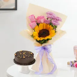 Charming Bouquet And Truffle Cake Combo-image-37
