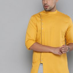 The Indian Garage Co Men Mustard Yellow Kurta-image-90