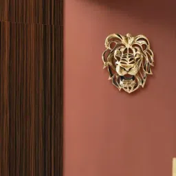 Smokey Cocktail Gold Resin Abstract Resin Lion Head Sculpture Wall-image-60
