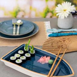 Goodhomes Blue Stoneware Serving Platter - Set of 1-image-10