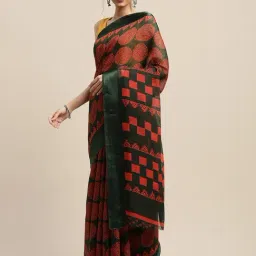 Vaamsi Green Printed Saree With Unstitched Blouse-picture-17