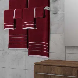 Mark Home Simply Soft Maroon Cotton 500 GSM Zero Twist Anti Bacterial Bath Linen Set-image-80