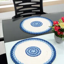 Saral Home Blue & White Cotton 42 TC Placemats - Set of 2-27