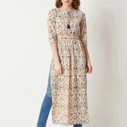 Miss Chase Beige Floral Print Maxi Top-image-20