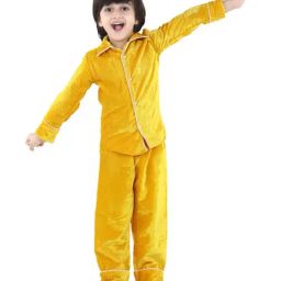BownBee Kids Yellow Regular Fit Night Suit-picture-2