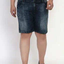 John Pride Navy Blue Cotton Plus Size Shorts-image-26