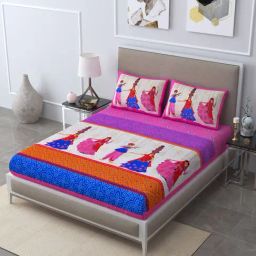 Living Roots Jaipuri Multicolor 210 TC Cotton Queen Bed Sheet Set with Pillow Covers-image-85