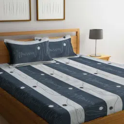 Klotthe Striped Multicolor 210 TC Cotton Blend King Bed Sheet with 2 Pillow Covers-image-15