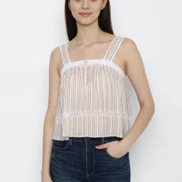 American Eagle Outfitters White Striped Top-image-71