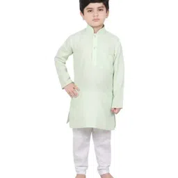 SG Yuvraj Kids Green & White Cotton Full Sleeves Kurta Set-image-71