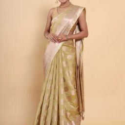Mimosa Beige Woven Art Silk Kasavu Saree With Blouse-image-56