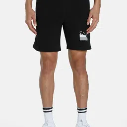 Puma Black Cotton Regular Fit Logo Printed Shorts-31