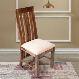 Ikiriya Columbus Solid Brown & Beige Wood Dining Chair Teak Finish-image-39