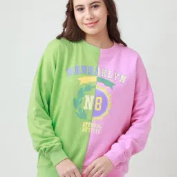 zink Z Pink & Green Graphic Print Sweatshirt-image-92