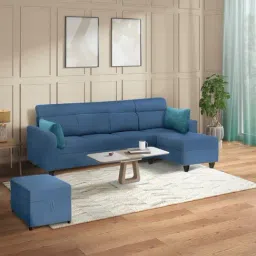 Duroflex Zivo Plus Blue Solid Wood 3 Seater Sofa Set with Lounger-image-92