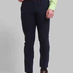 Park Avenue Blue Regular Fit Self Pattern Trousers-image-72